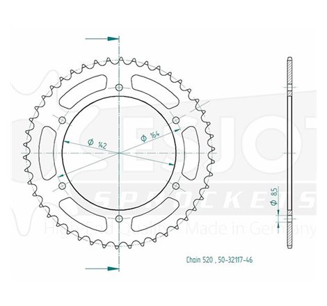 Couronne Acier Hyosung - 520 - 46 Dents - Made in Germany