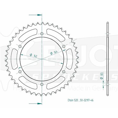 Couronne Acier Hyosung - 520 - 46 Dents - Made in Germany