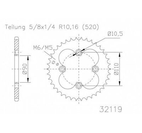 Couronne Acier Adly - 520 - 32 Dents - Made in Germany