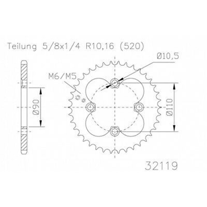 Couronne Acier Adly - 520 - 32 Dents - Made in Germany