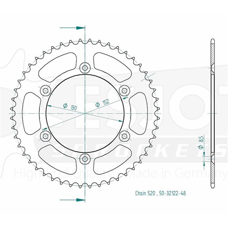 Couronne Acier Aprilia - 520 - 48 Dents - Similaire JTR706 - Made in Germany