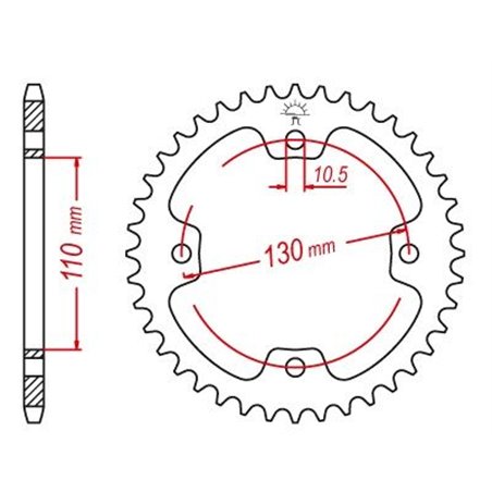 Couronne Acier Kawasaki - 520 - 38 Dents - Similaire JTR1415 - Made in Germany