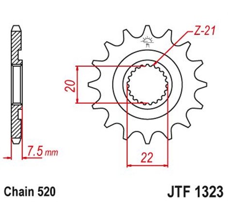 Pignon TT Honda - 520 - 12 Dents - Similaire JTF1323 - Made in Germany