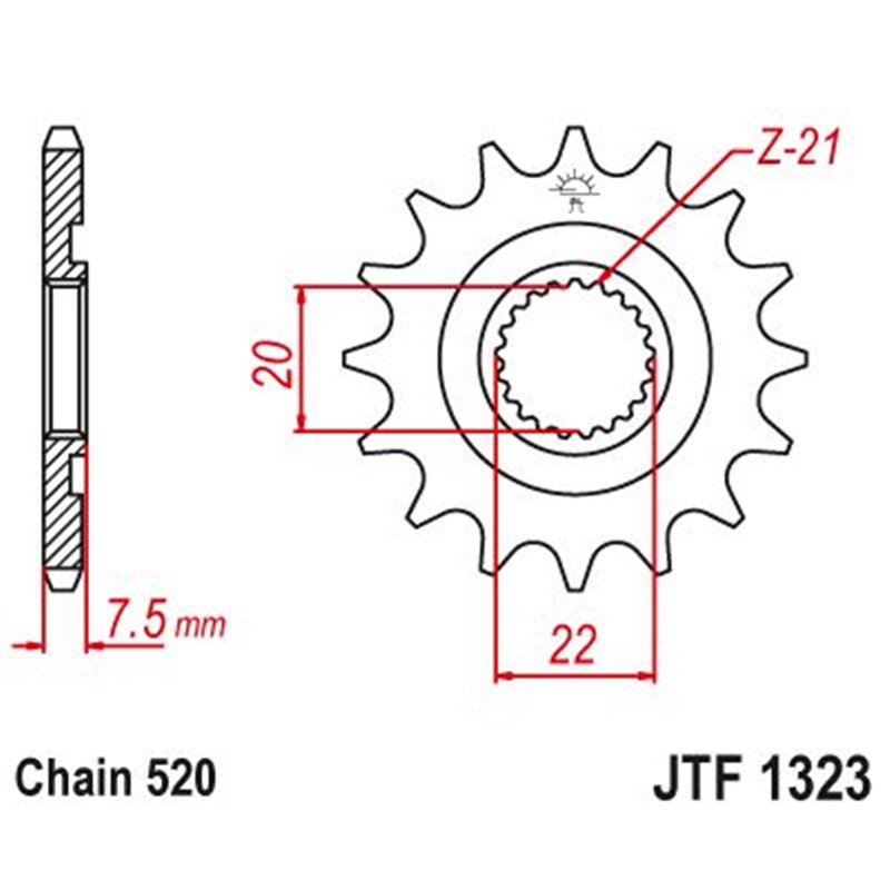 Pignon TT Honda - 520 - 12 Dents - Similaire JTF1323 - Made in Germany