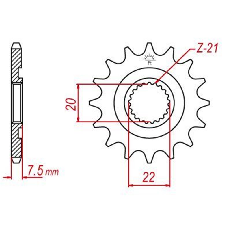 Pignon TT Lightweight Honda - 520 - 12 Dents - Made in Germany