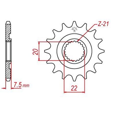 Pignon TT Lightweight Honda - 520 - 14 Dents - Similaire JTF1323 - Made in Germany