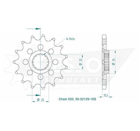 Pignon Lightweight - 520 - 15 Dents - Made in Germany