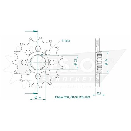 Pignon Lightweight - 520 - 15 Dents - Made in Germany