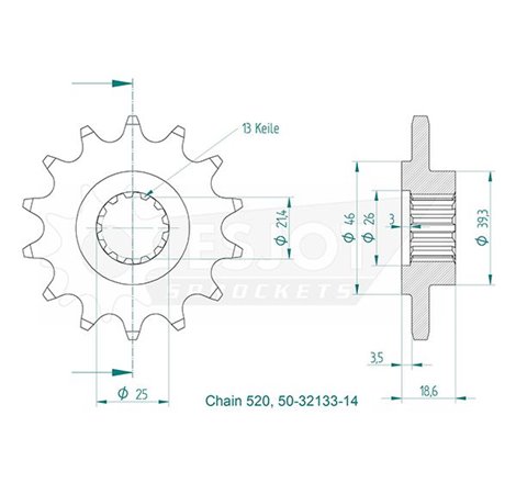 Pignon - 520 - 14 Dents - Made in Germany