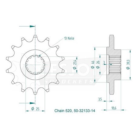 Pignon - 520 - 14 Dents - Made in Germany