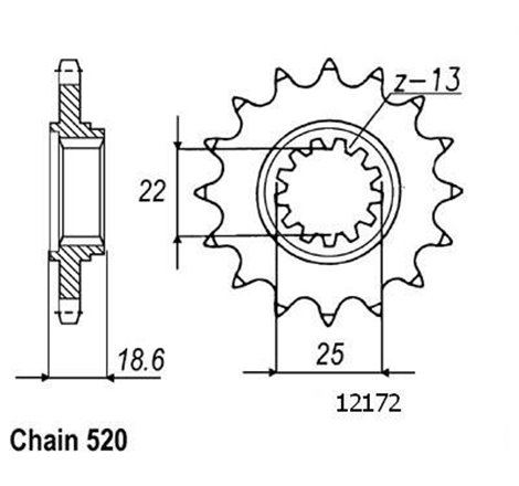 Pignon Kawasaki - 520 - 15 Dents - Similaire JTF1538 - Made in Germany