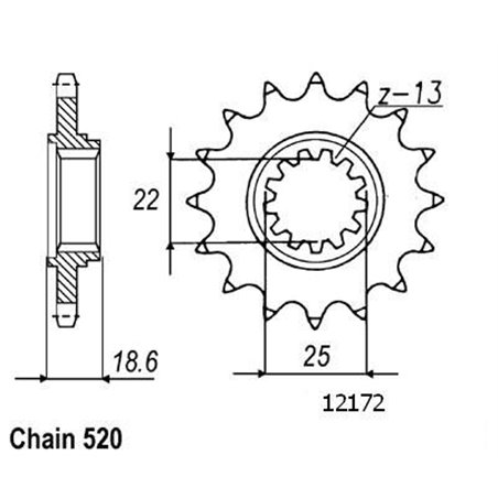 Pignon Kawasaki - 520 - 15 Dents - Similaire JTF1538 - Made in Germany