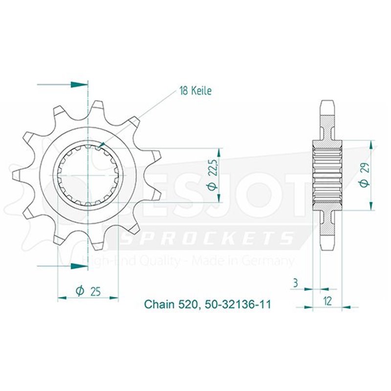 Pignon GasGas-Polaris - 520 - 11 Dents - Made in Germany