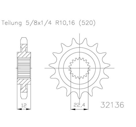 Pignon - 520 - 12 Dents - Made in Germany