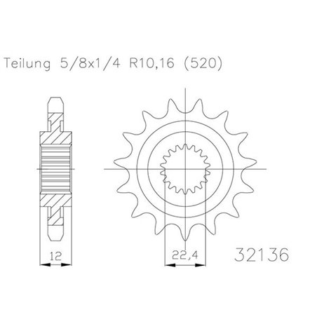 Pignon - 520 - 12 Dents - Made in Germany