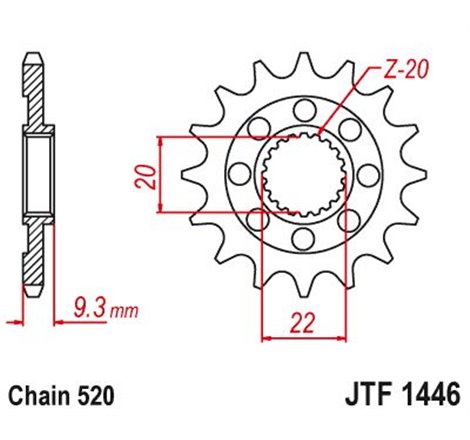 Pignon TT Kawasaki - 520 - 12 Dents - Similaire JTF1446 - Made in Germany