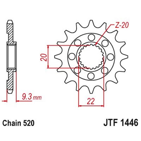 Pignon TT Kawasaki - 520 - 12 Dents - Similaire JTF1446 - Made in Germany