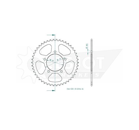 Couronne Acier Suzuki - 520 - 46 Dents - Similaire JTR823 - Made in Germany