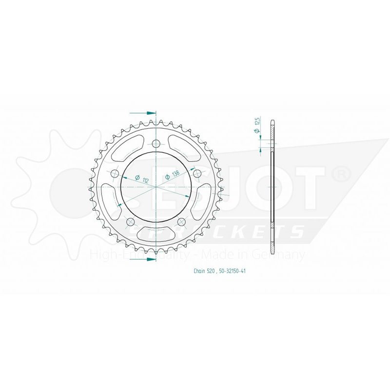 Couronne - 520 - 41 Dents - Made in Germany