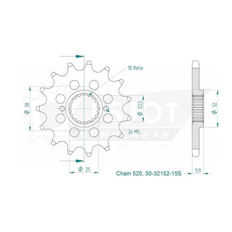 Pignon Lightweight Husqvarna - 520 - 15 Dents - Made in Germany