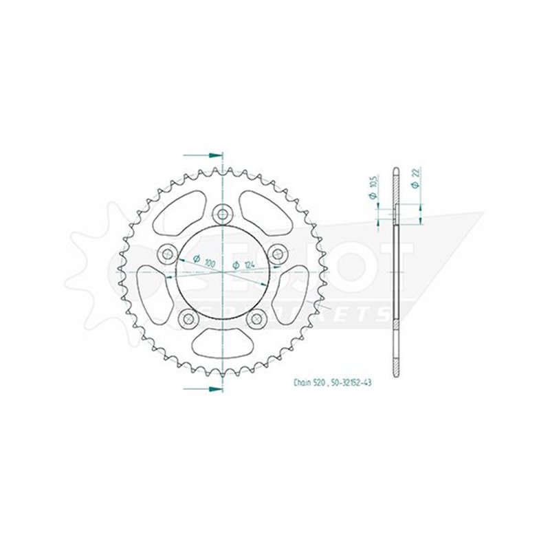 Couronne Acier - 520 - 43 Dents - Made in Germany