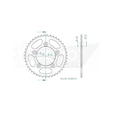 Couronne Acier - 520 - 43 Dents - Made in Germany