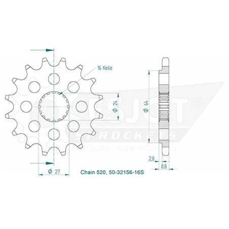 Esjot Pignon 16 dents - Super light