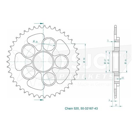 Esjot - couronne - 520 - 43 dents 