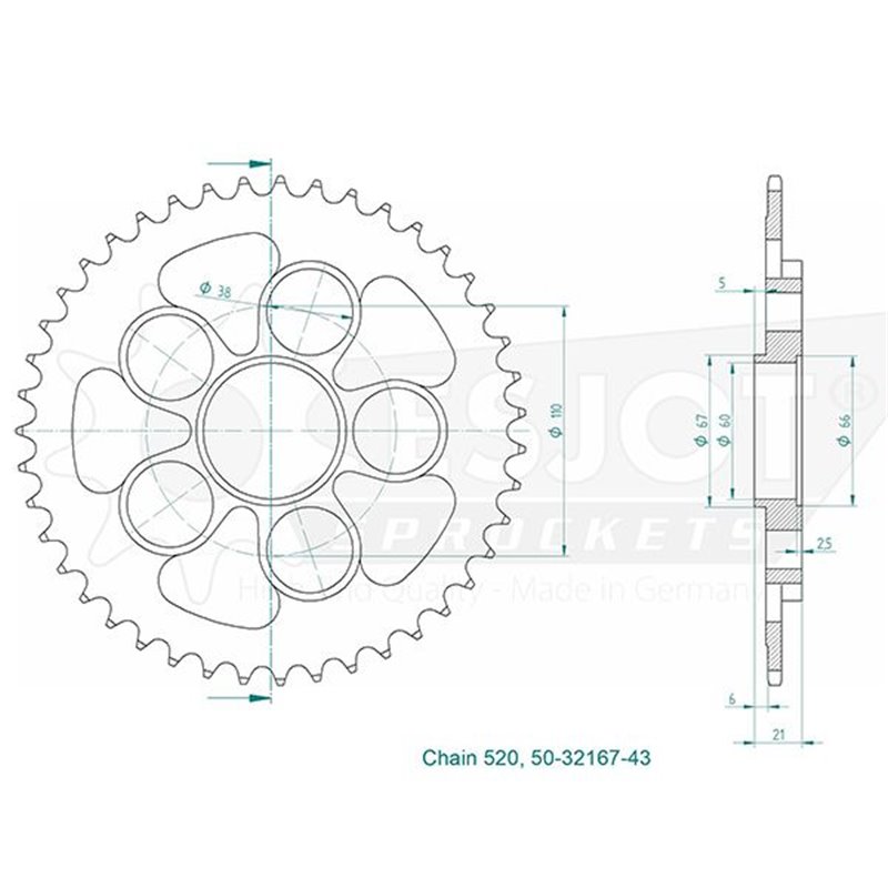 Esjot - couronne - 520 - 43 dents 