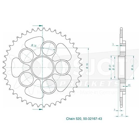 Esjot - couronne - 520 - 43 dents 