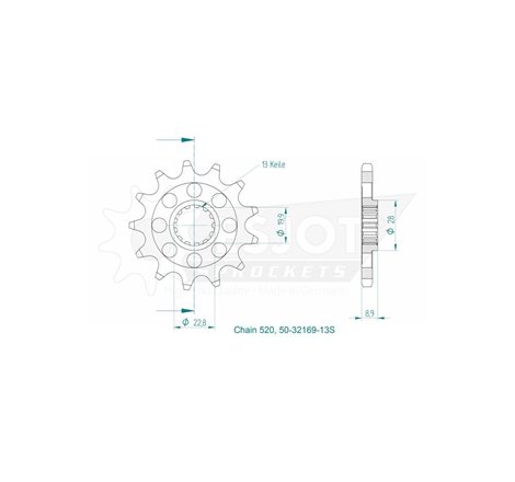 Pignon TT Lightweight - 520 - 14 Dents - Made in Germany