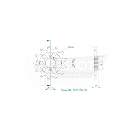 Pignon TT Lightweight - 520 - 14 Dents - Made in Germany