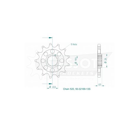 Pignon TT Lightweight - 520 - 14 Dents - Made in Germany