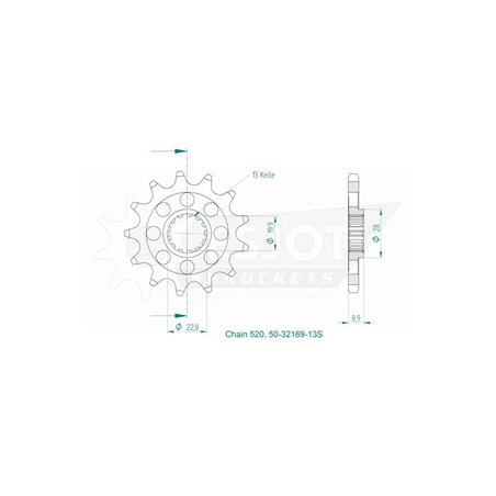 Pignon TT Lightweight - 520 - 14 Dents - Made in Germany