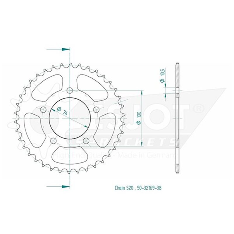 Esjot - Couronne - 520 - 38 dents