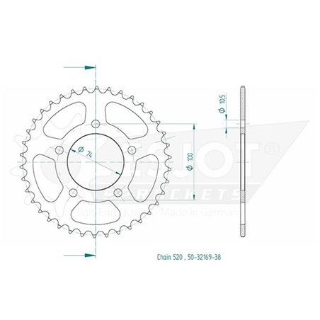 Esjot - Couronne - 520 - 38 dents