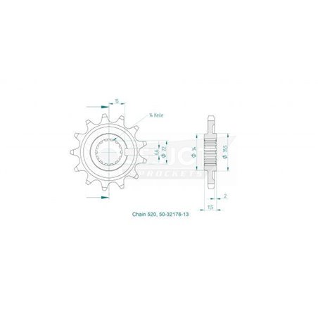 Pignon TT Sherco - 520 - 13 Dents - Made in Germany