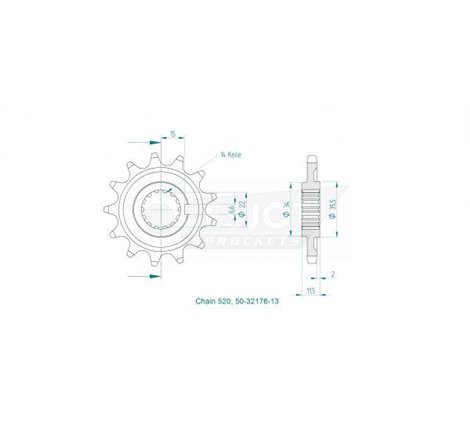 Pignon TT Sherco - 520 - 15 Dents - Made in Germany