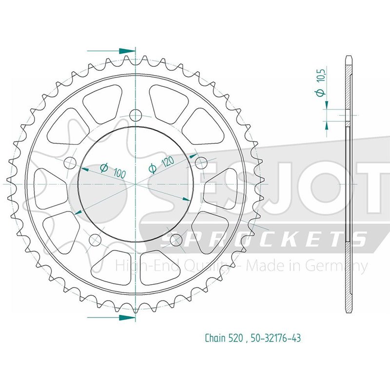 Esjot - Couronne- 520 - 43 dents  Made in Germany