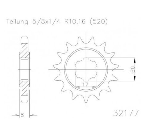 Pignon TT Sherco - 520 - 9 Dents - Made in Germany