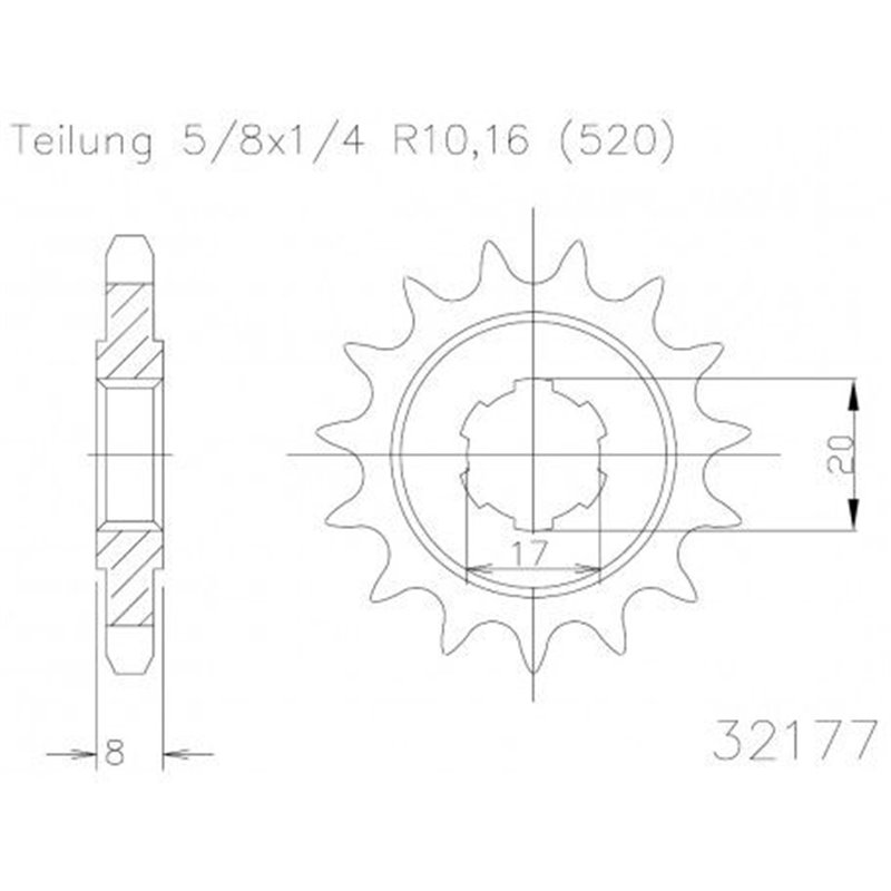 Pignon TT Sherco - 520 - 9 Dents - Made in Germany