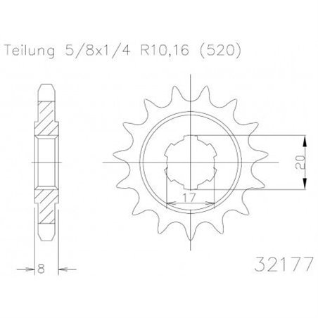 Pignon TT Sherco - 520 - 9 Dents - Made in Germany