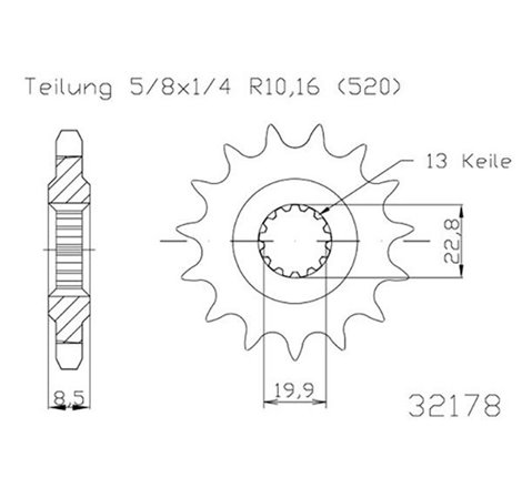 Pignon Suzuki - 520 - 14 Dents - Made in Germany