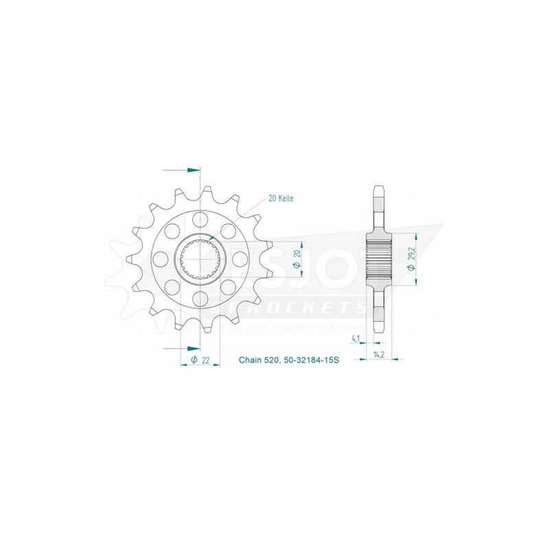 Pignon Lightweight - 520 - 15 Dents - Made in Germany