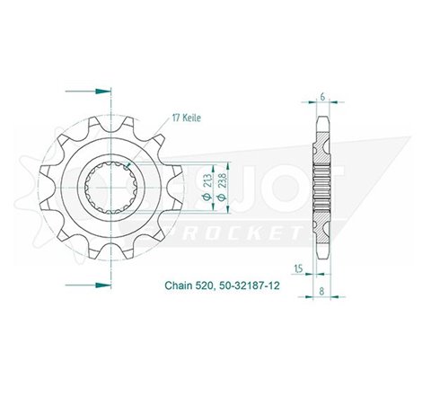 Pignon TT HONDA - CRF 250 R - 520 / 12 dents