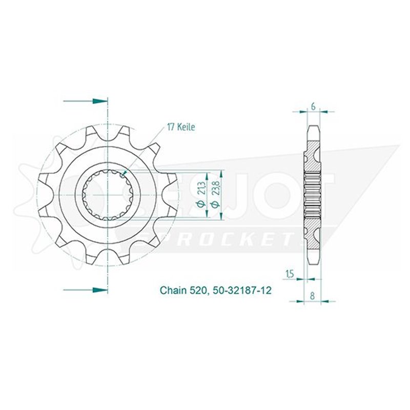 Pignon TT HONDA - CRF 250 R - 520 / 12 dents