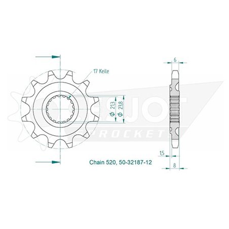 Pignon TT HONDA - CRF 250 R - 520 / 12 dents