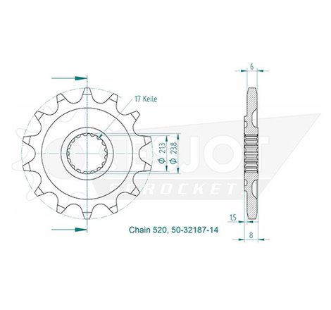 Pignon TT HONDA - CRF 250 R - 520 / 14 dents