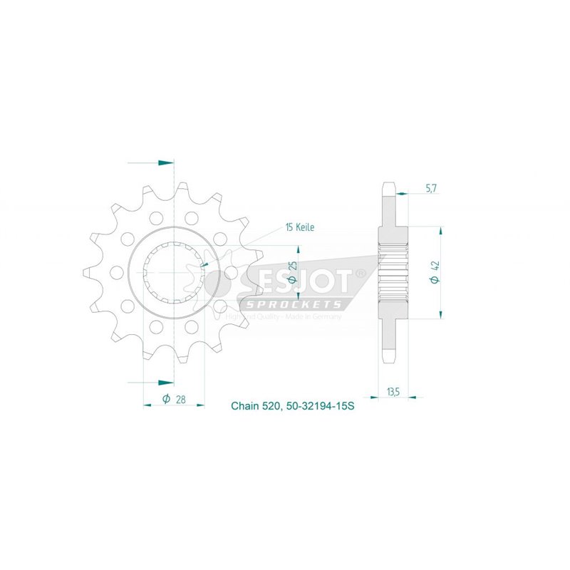 Esjot - Pignon lightweight  - 520 - 15 dents 
