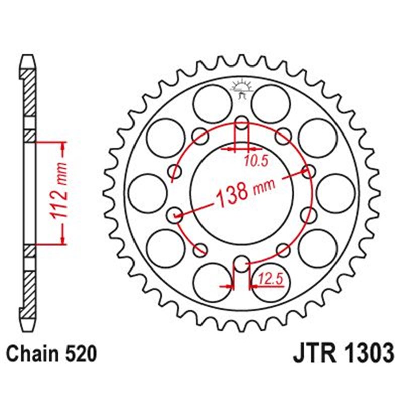 Couronne Acier Honda - 520 - 39 Dents - Similaire JTR1303 - Made in Germany